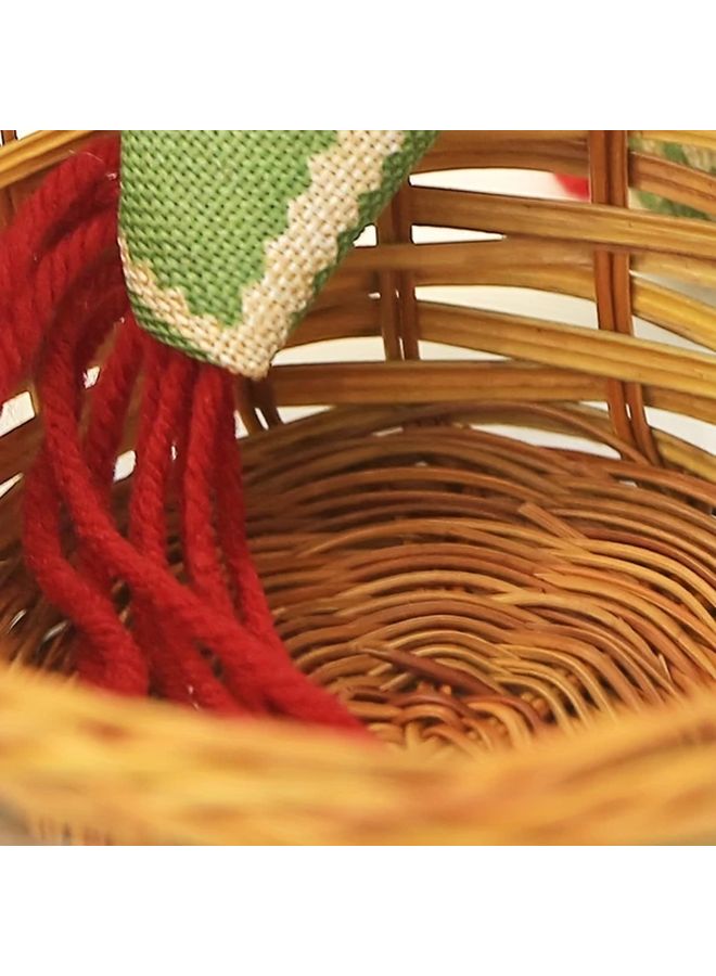 1pc Festive Christmas Candy Basket With Santa Hat Scarf Red Checkered Fabric - Image 5